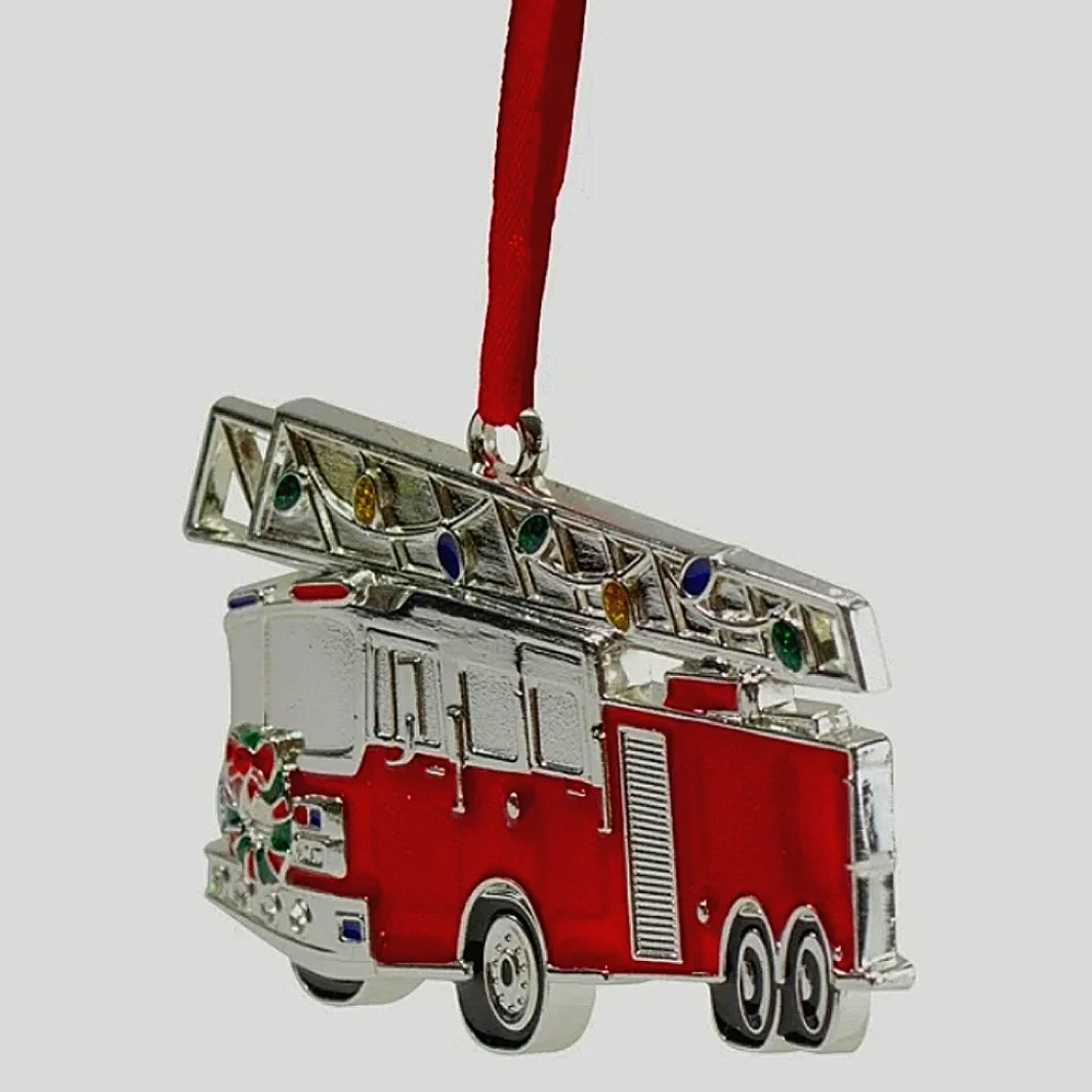 Christmas Tree Holiday Ornament Brilliant Bright Red Fire Engine Truck 3.5' - Picture 10 of 16